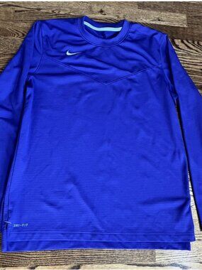 Nike Dri-FIT Mens Medium Purple Top Team Club Crew Long Sleeve Shirt CW3424-545